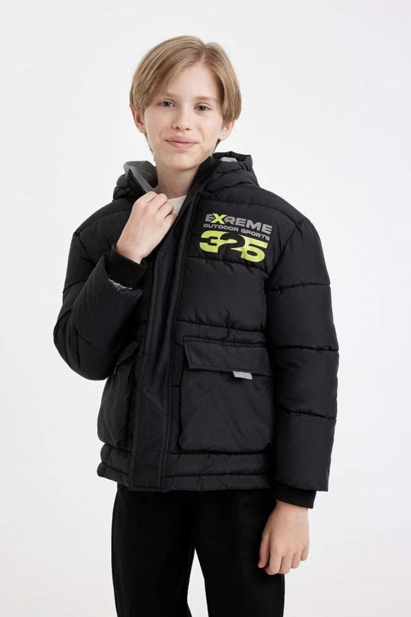 DEFACTO DEFACTO Boy's Water Repellent Hooded Puffer Jacket