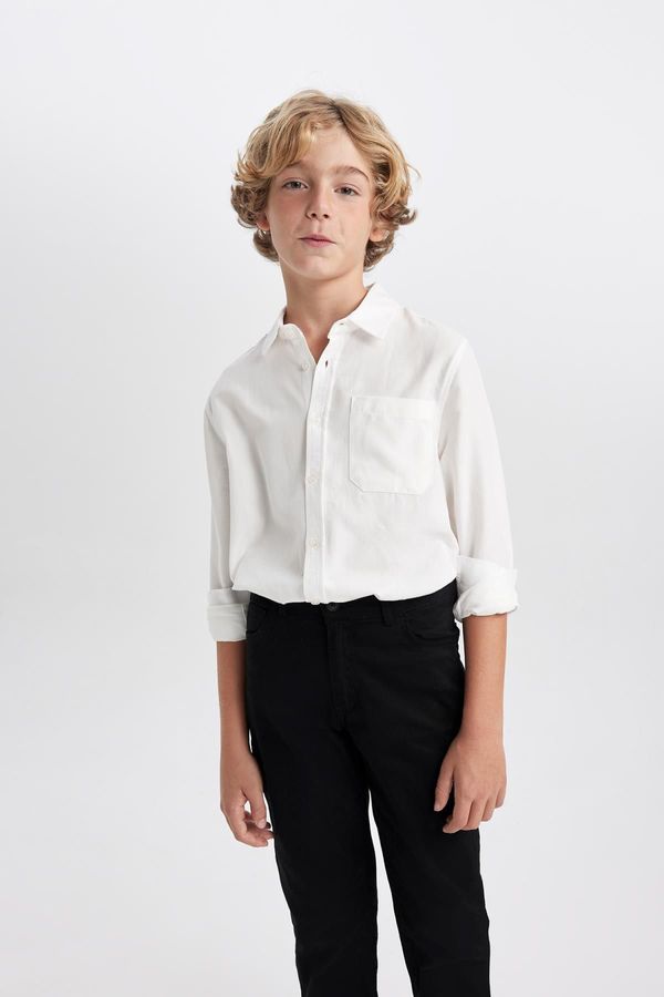 DEFACTO DEFACTO Boys White Oxford Long Sleeve School Shirt