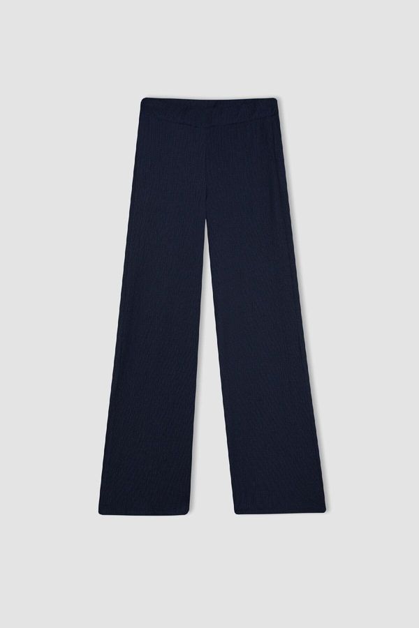 DEFACTO DEFACTO Burgundy Trousers Navy Blue Wide Leg Wide Leg Elastic Waist