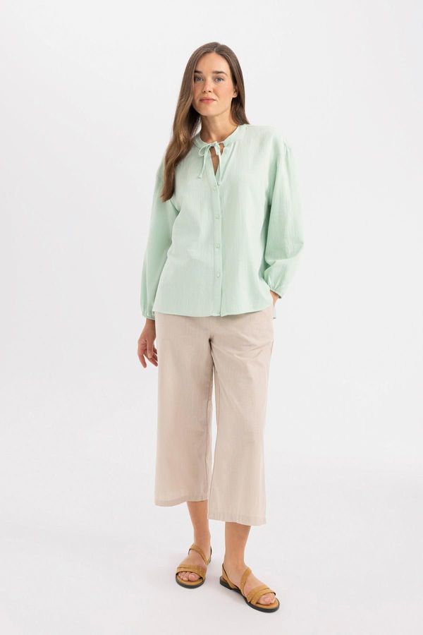 DEFACTO DEFACTO Capri Wide Leg Linen Look Capri