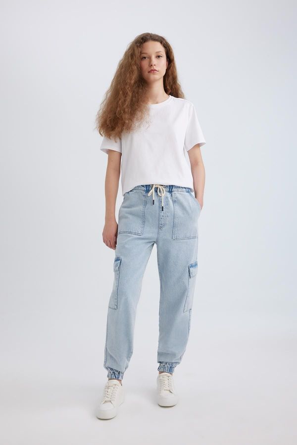 DEFACTO DEFACTO Cargo Jogger High Waist Ankle Length Jean Washed Trousers
