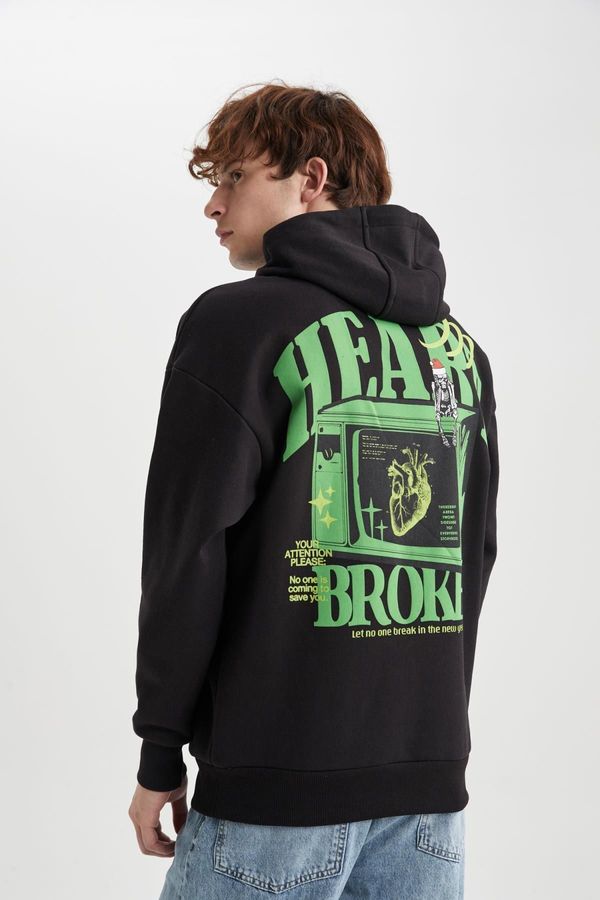 DEFACTO DEFACTO Christmas Themed Oversize Fit Hooded Back Printed Sweatshirt