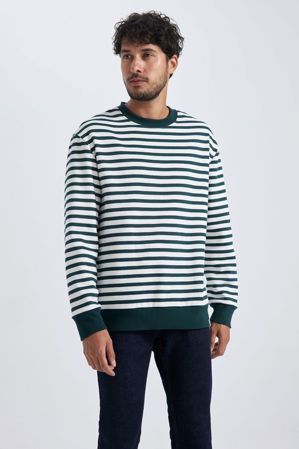 DEFACTO DEFACTO Comfort Fit Crew Neck Striped Sweatshirt