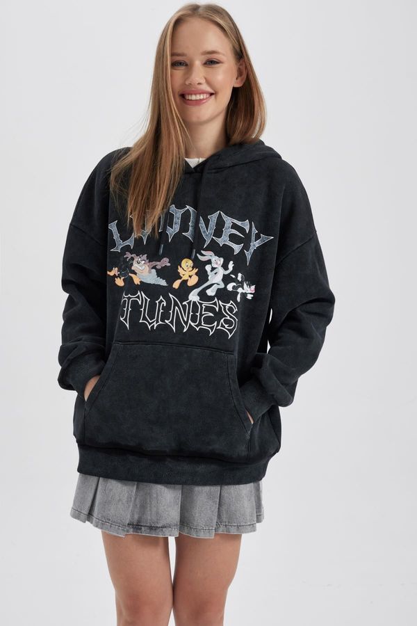 DEFACTO DEFACTO Cool Looney Tunes Oversize Fit Hooded Sweatshirt