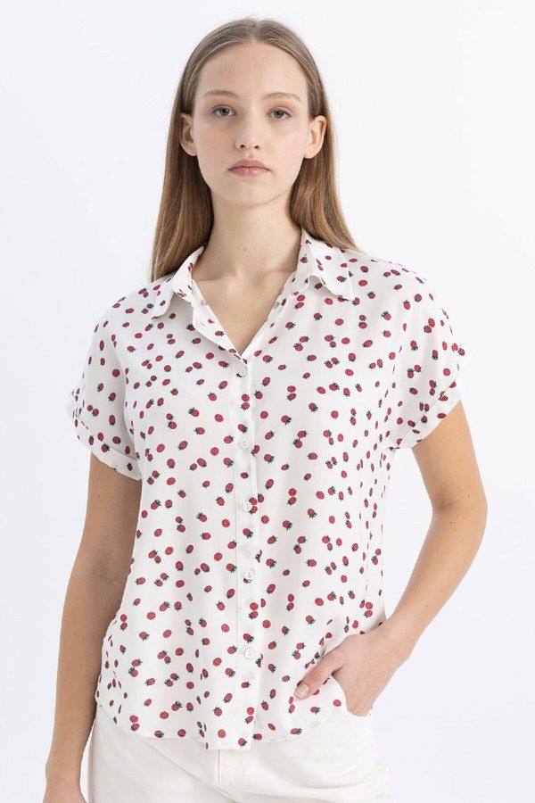 DEFACTO DEFACTO Cool Patterned Short Sleeve Shirt