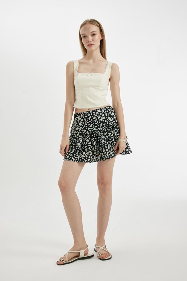 DEFACTO DEFACTO Cool Printed High Waist Moroccan Mini Skirt