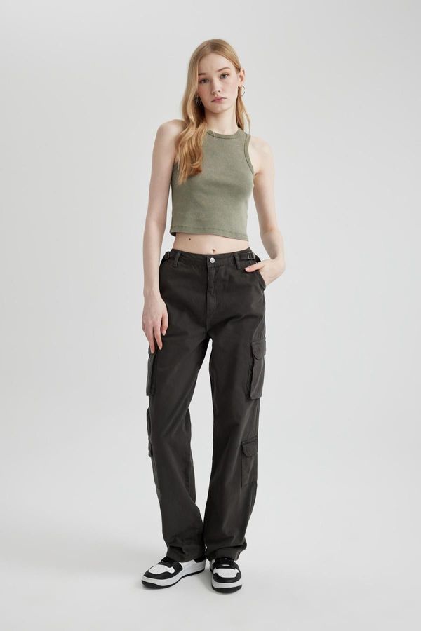 DEFACTO DEFACTO Cool Straight Fit Cargo Gabardine Trousers