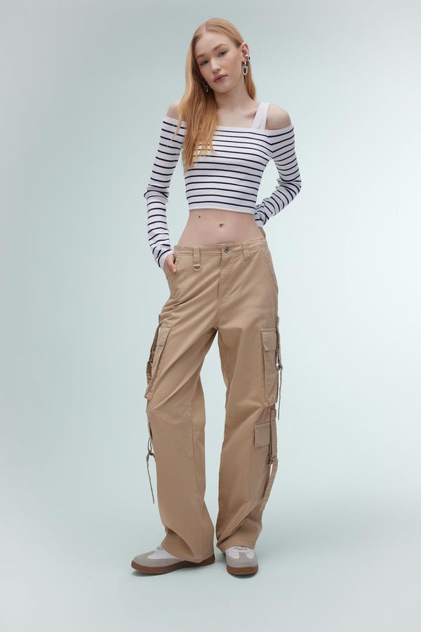 DEFACTO DEFACTO Cool Wide Leg Cargo Gabardine Trousers