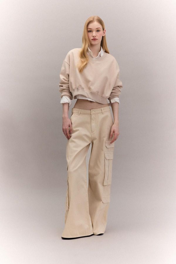 DEFACTO DEFACTO Cool Wide Leg Cargo Gabardine Trousers