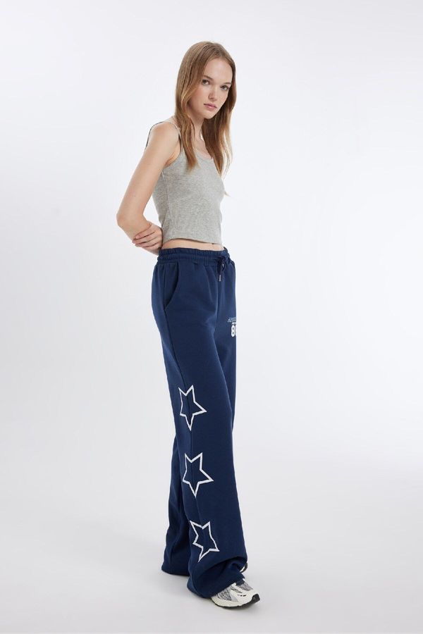 DEFACTO DEFACTO Cool Wide Leg Printed Thick Fabric Sweatpants