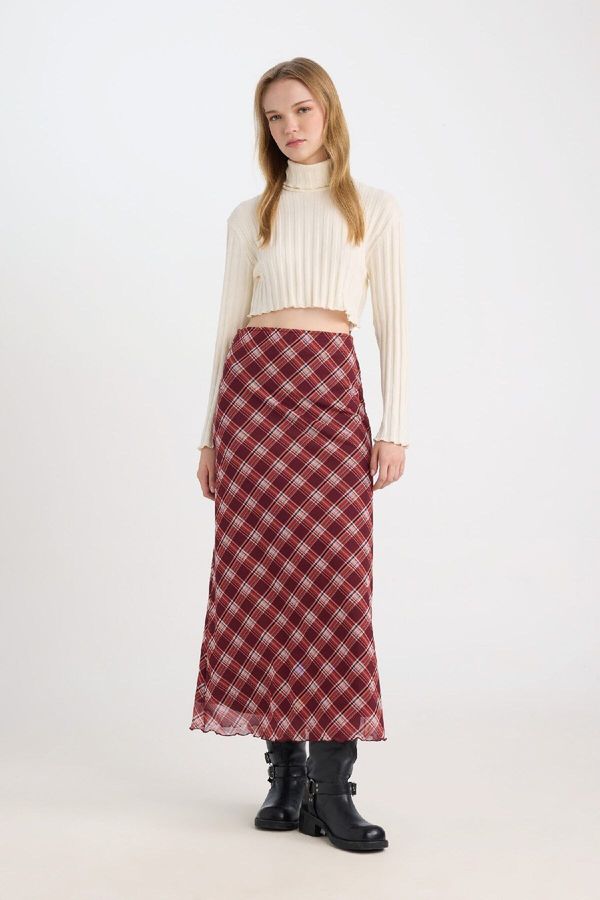 DEFACTO DEFACTO Coool A Shape Patterned Normal Waist Pocket Tulle Maxi Skirt