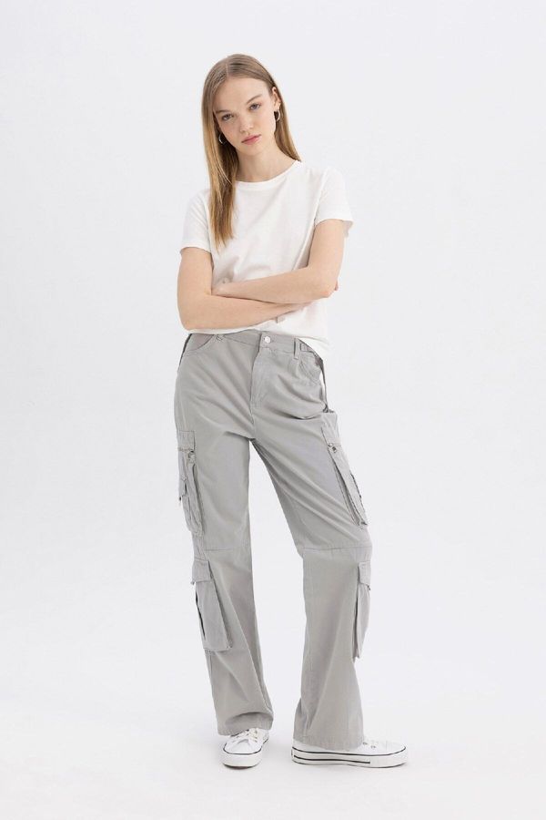 DEFACTO DEFACTO Coool Straight Fit Gabardine Pants with Cargo Pocket