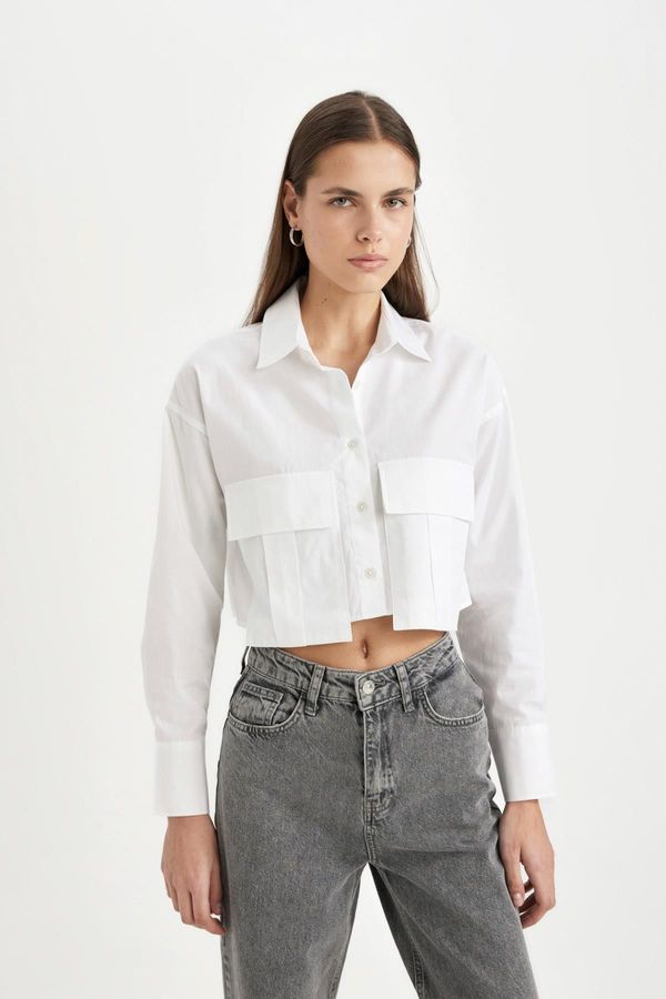 DEFACTO DEFACTO Crop Gabardine Long Sleeve Shirt