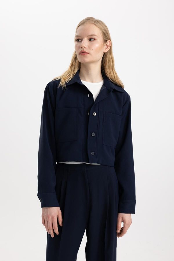 DEFACTO DEFACTO Crop Shirt Collar Blazer Jacket