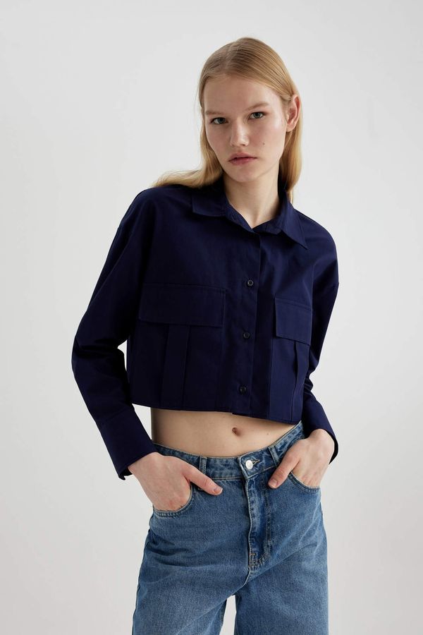 DEFACTO DEFACTO Crop Shirt Collar Poplin Long Sleeve Shirt