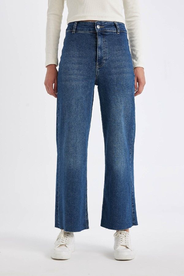 DEFACTO DEFACTO Culotte High Waist Short Wide Leg Jean Washed Trousers