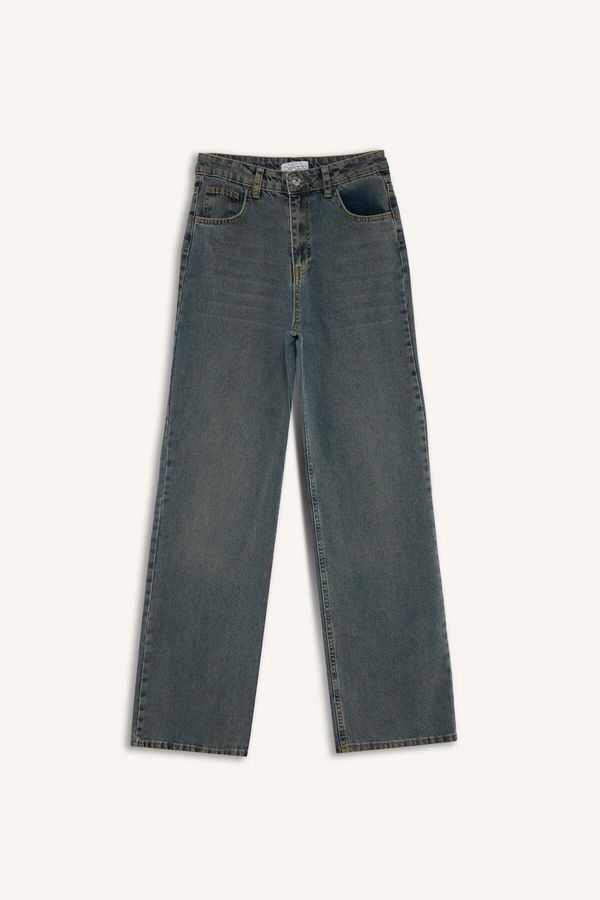 DEFACTO DEFACTO DFC - 90's Wide Leg High Waist Wide Leg Pocket Long Jean Washed Trousers