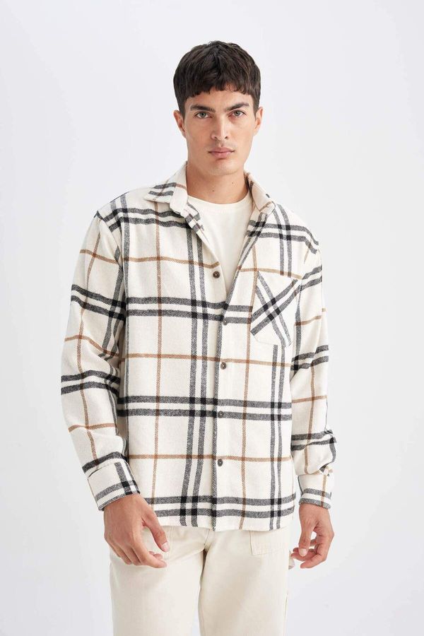 DEFACTO DEFACTO DFC - Regular Fit Polo Collar Checkered Long Sleeve Shirt