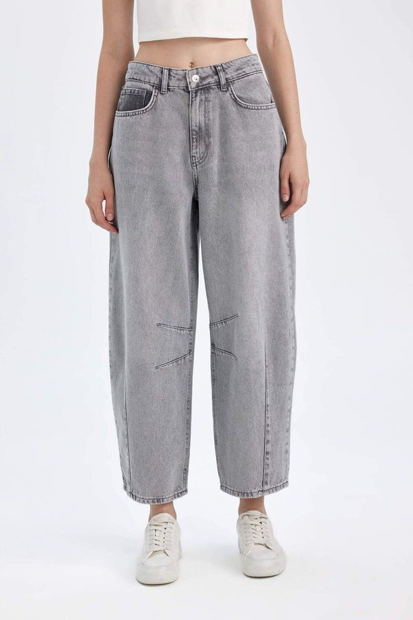 DEFACTO DEFACTO DFM - Baggy Fit High Waist Long Jean Washed Trousers