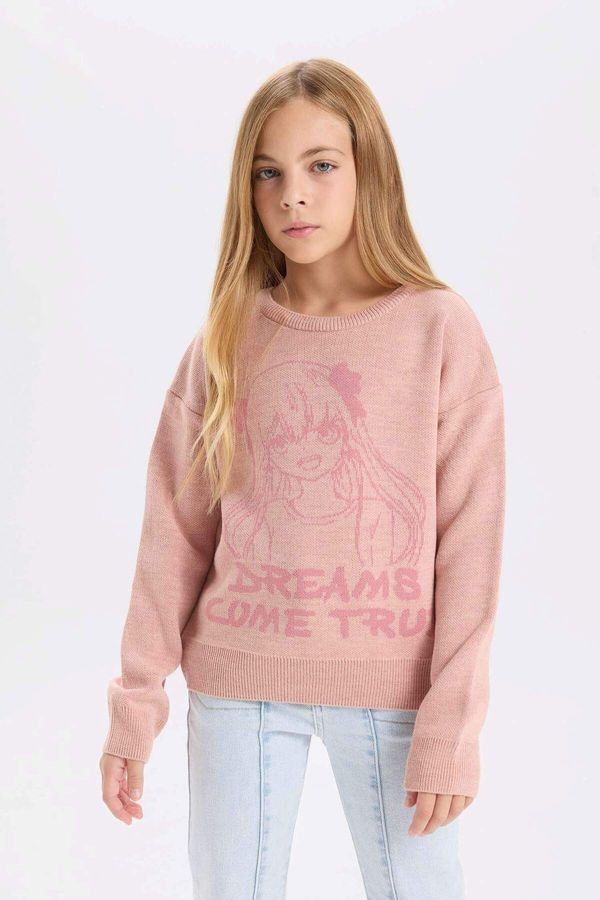 DEFACTO DEFACTO Dfm - Girl's Regular Fit Crew Neck Sweater