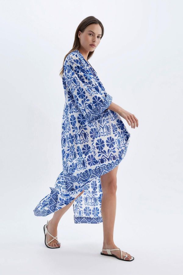 DEFACTO DEFACTO Fall in Love Ethnic Patterned Cotton Beach Dress