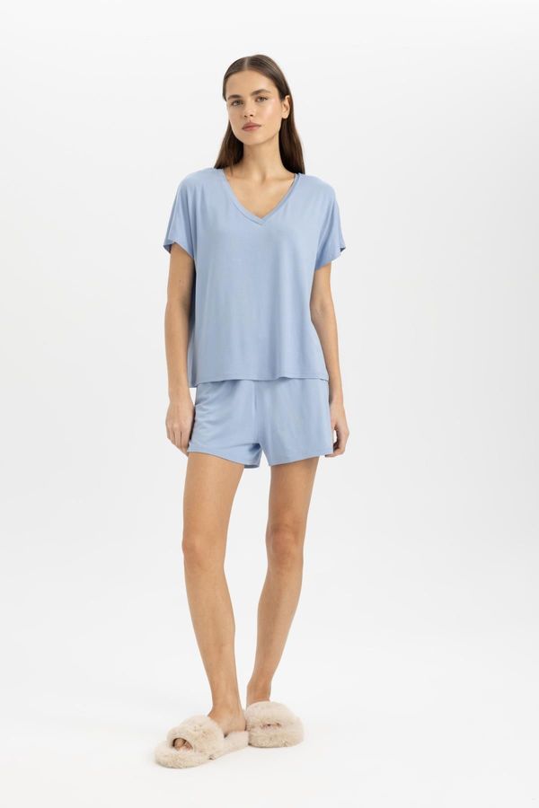 DEFACTO DEFACTO Fall in Love Short Sleeve Pajama Set with Shorts