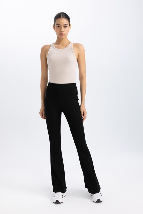 DEFACTO DEFACTO Fit Flare Fit Flare Leg Standard Length Ribbed Trousers