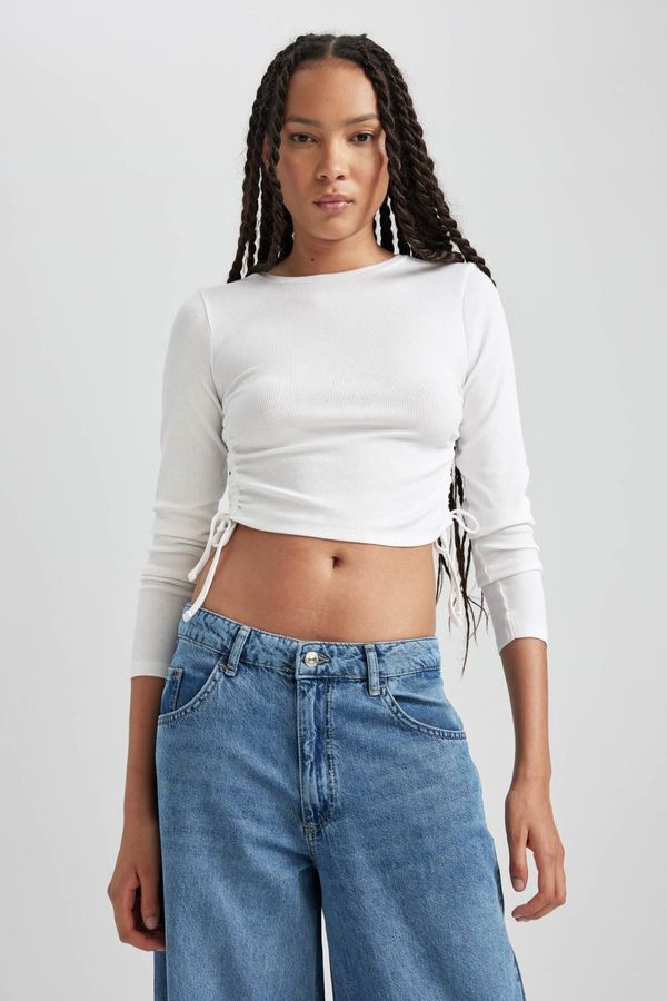 DEFACTO DEFACTO Fitted Basic Long Sleeve Crop T-Shirt