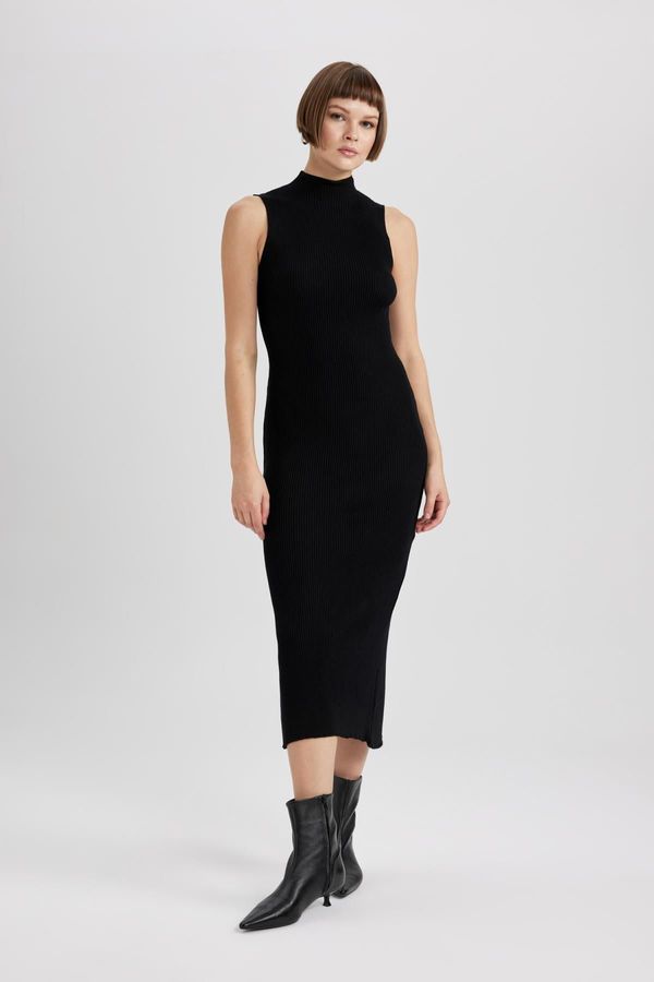 DEFACTO DEFACTO Fitted Half Turtleneck Sleeveless Ribbed Midi Dress