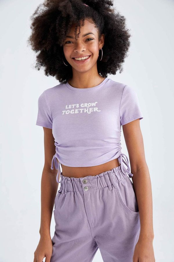 DEFACTO DEFACTO Fitted Short Sleeve Tie Waist Crop Top