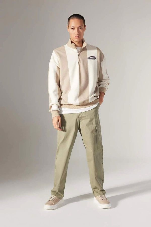 DEFACTO DEFACTO Gabardine Trousers Baggy Fit Straight Leg Pocket