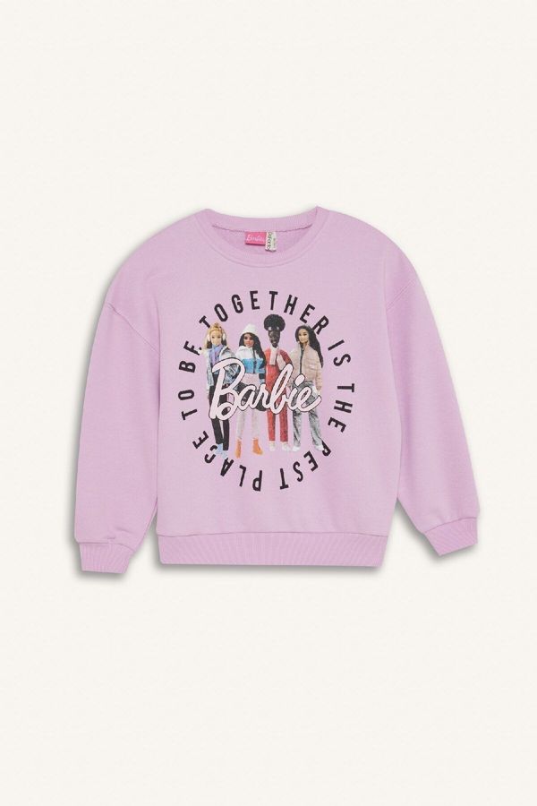 DEFACTO DEFACTO Girl Barbie Relax Fit Crew Neck Sweatshirt