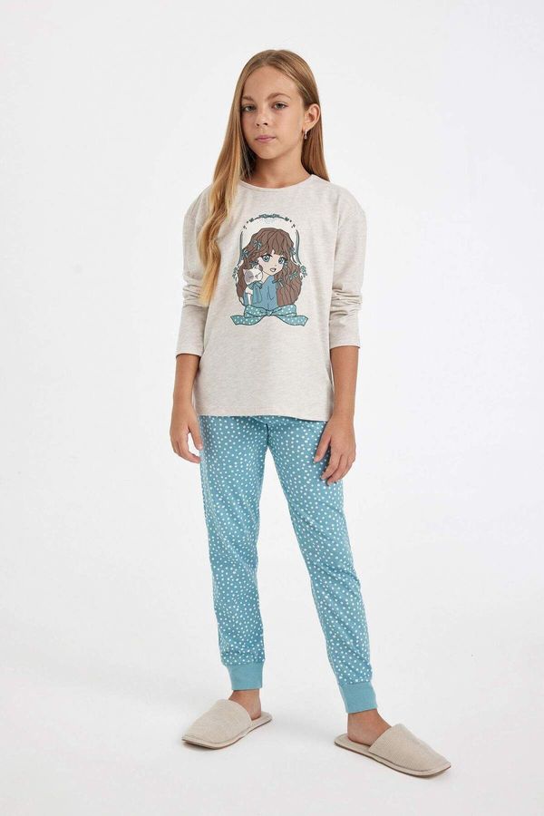 DEFACTO DEFACTO Girl Printed Long Sleeve Pajama Set