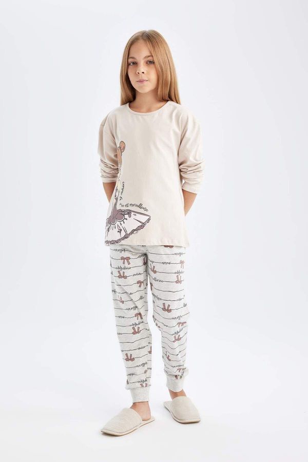 DEFACTO DEFACTO Girl Printed Long Sleeve Thin Pajama Set