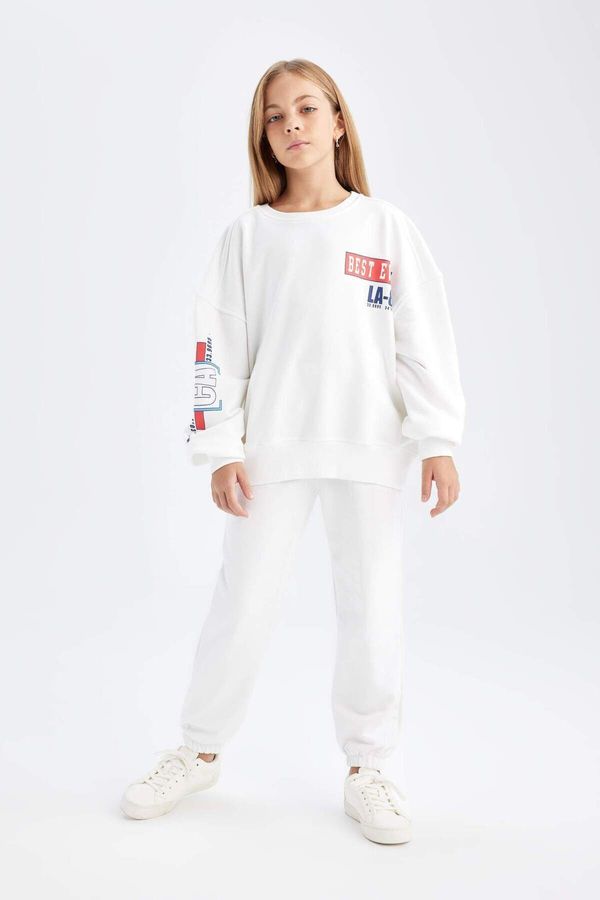 DEFACTO DEFACTO Girl Printed Sweatshirt Tracksuit Bottom 2-Piece Set