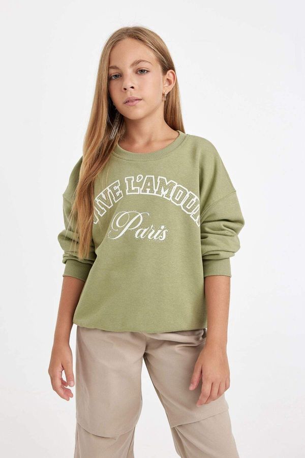 DEFACTO DEFACTO Girl Relax Fit Crew Neck Printed Sweatshirt