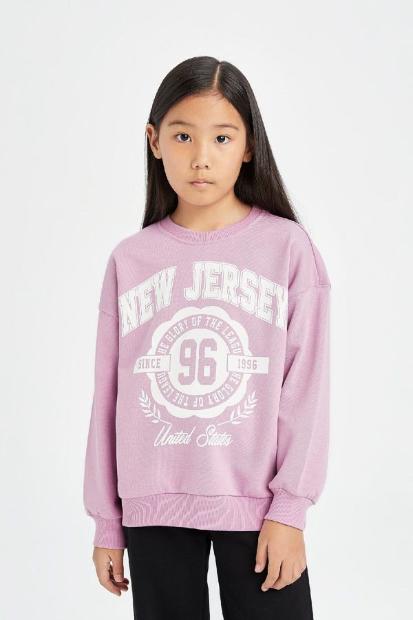 DEFACTO DEFACTO Girl Relax Fit Crew Neck University Printed Sweatshirt