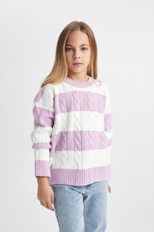 DEFACTO DEFACTO Girl's Crew Neck Striped Knitwear Sweater