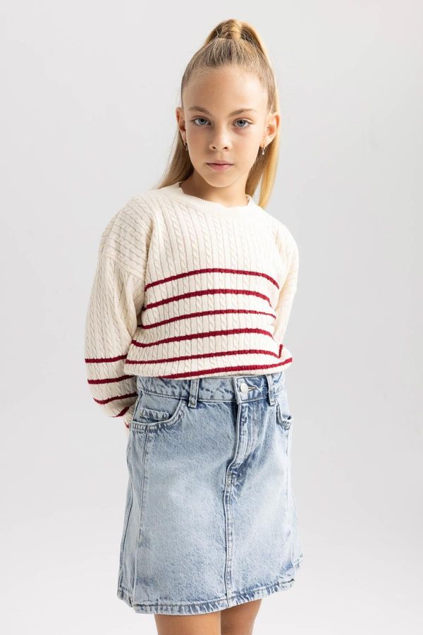 DEFACTO DEFACTO Girl's Crew Neck Striped Sweater