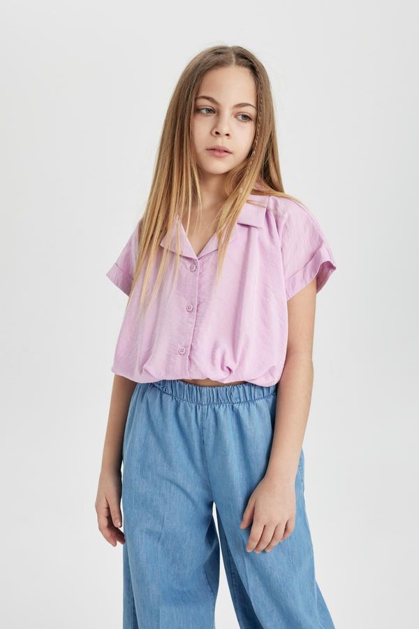 DEFACTO DEFACTO Girls' Crop Short Sleeve Shirt