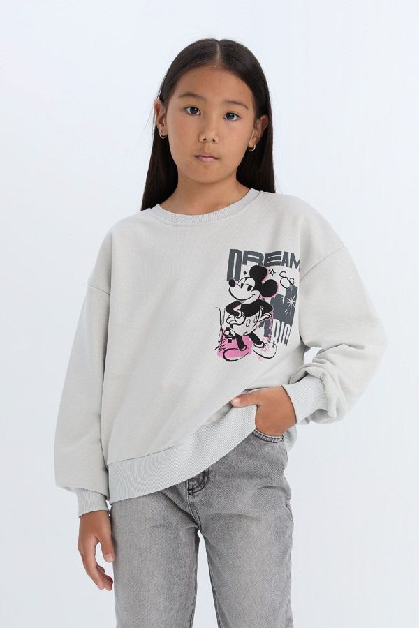 DEFACTO DEFACTO Girls Disney Mickey & Minnie Relax Fit Crew Neck Sweatshirt