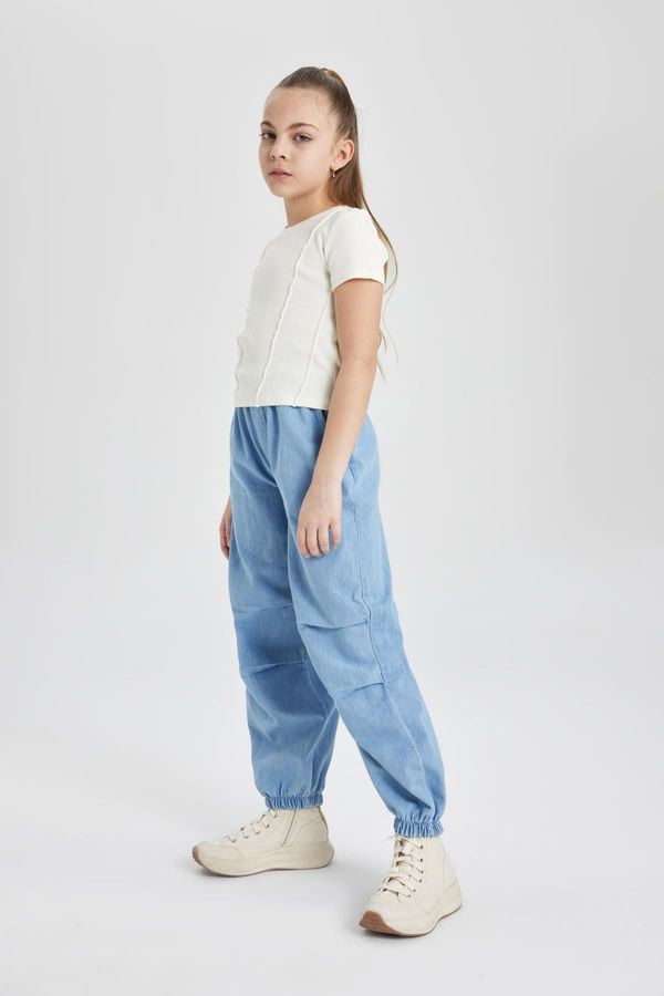 DEFACTO DEFACTO Girl's Elastic Waist and Leg Pocket Parachute Jogger Jean Pants