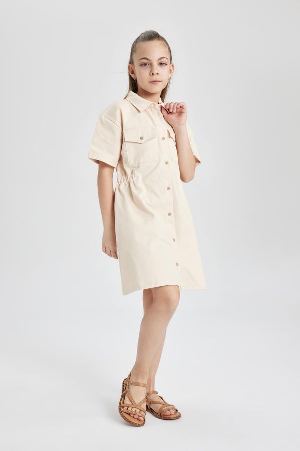 DEFACTO DEFACTO Girl's Gabardine Short Sleeve Dress