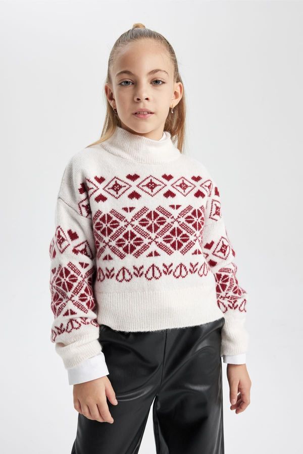 DEFACTO DEFACTO Girl's New Year Themed Crew Neck Sweater