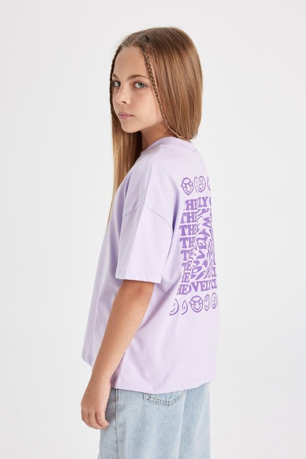 DEFACTO DEFACTO Girl's Oversize Fit Crew Neck Printed Short Sleeve T-Shirt