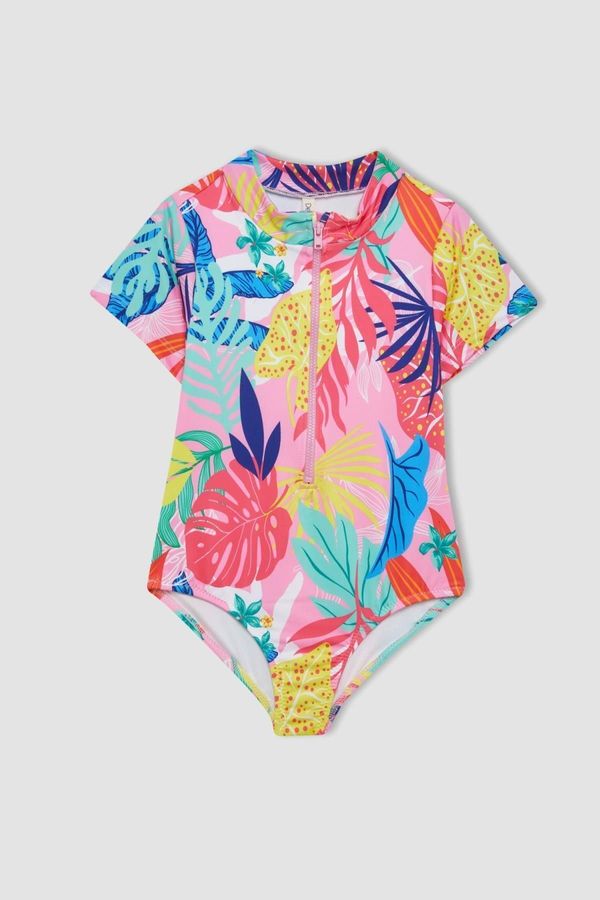 DEFACTO DEFACTO Girl's Patterned Short Sleeve Swimsuit