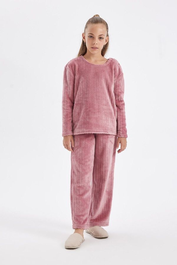 DEFACTO DEFACTO Girls Polar Fleece Long Sleeve Pajama Set