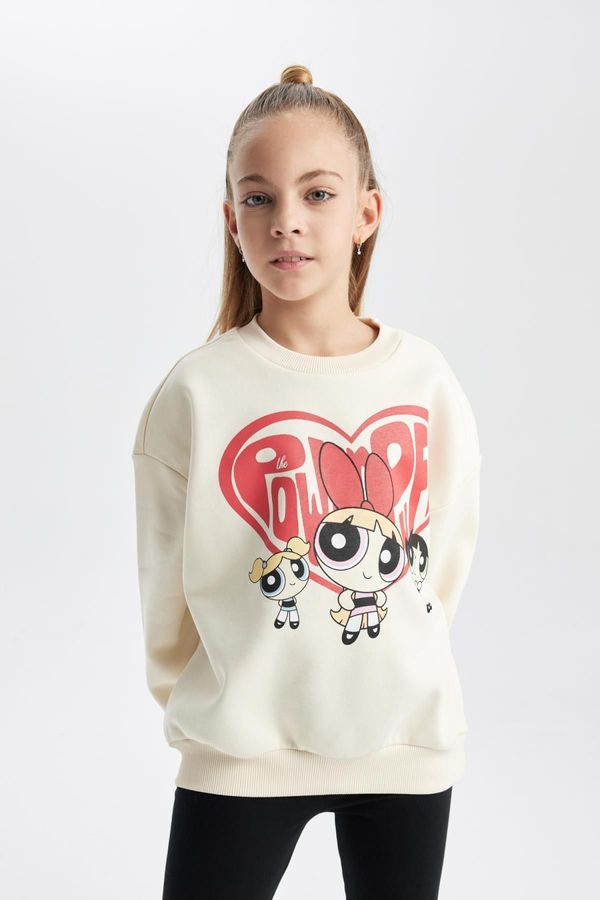 DEFACTO DEFACTO Girls Powerpuff Girls Crew Neck Soft Furry Thick Sweatshirt