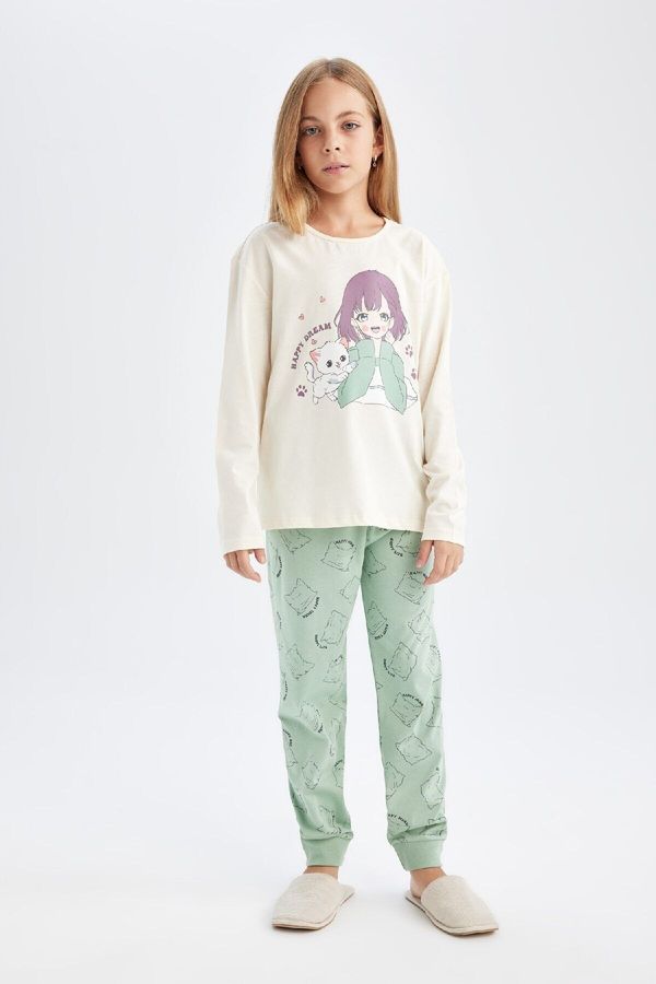 DEFACTO DEFACTO Girl's Printed Long Sleeve Pajama Set