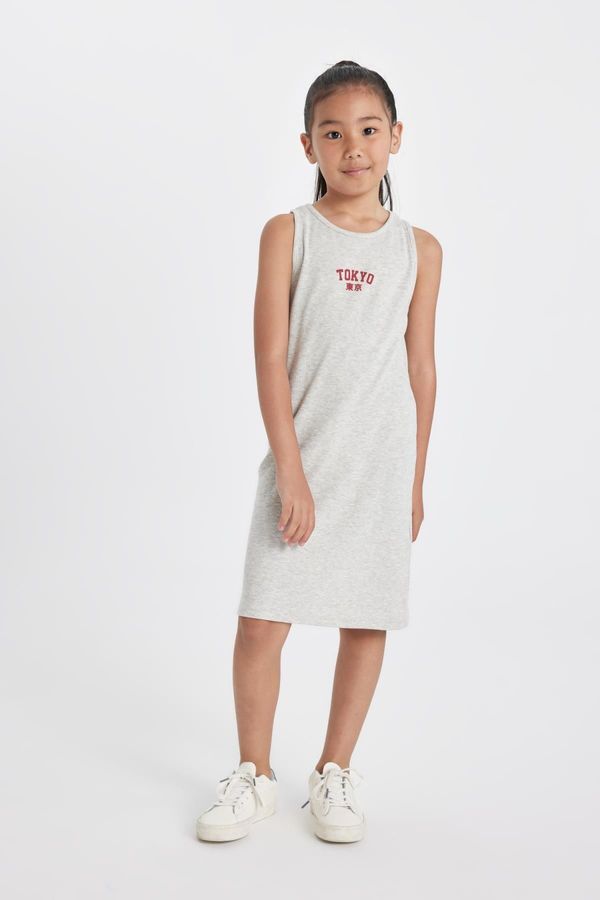 DEFACTO DEFACTO Girl's Printed Ribbed Camisole Sleeveless Dress